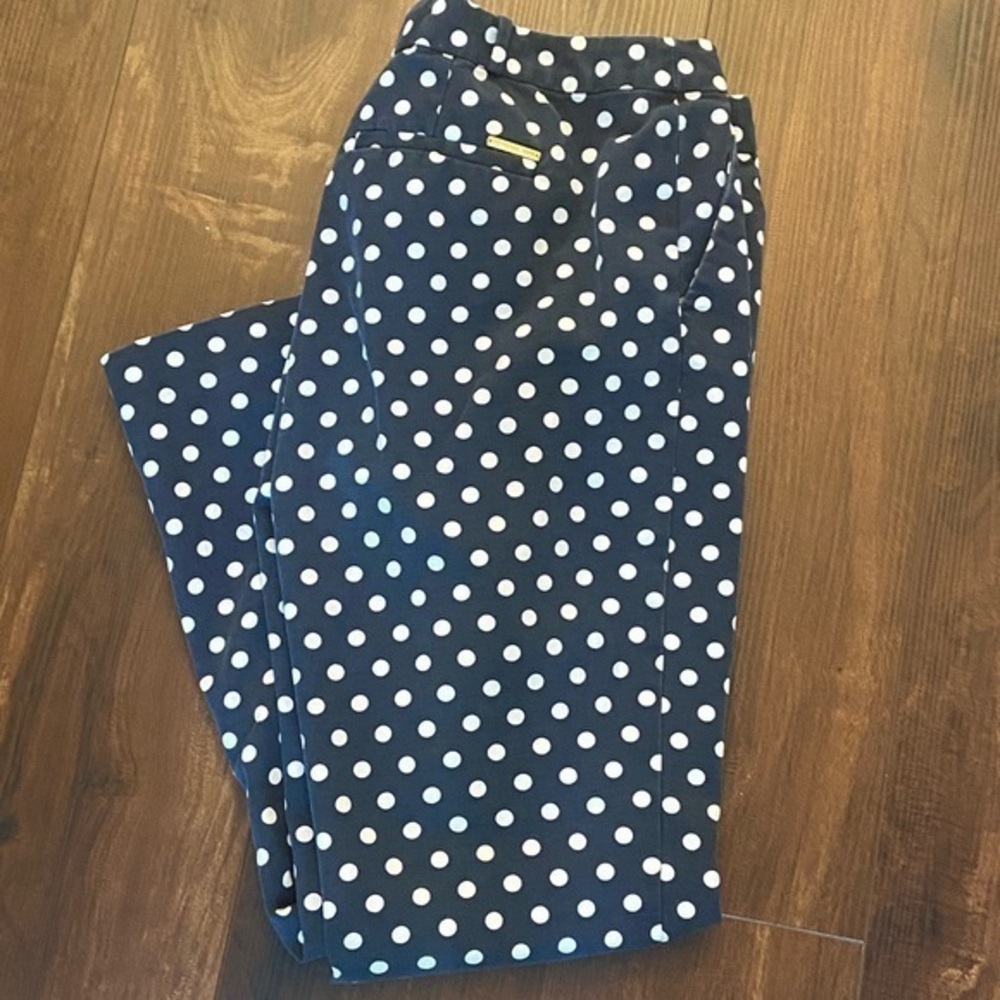 Women's Michael Kors Size 8 Navy Blue And White Polka Dot Pants Cute!.